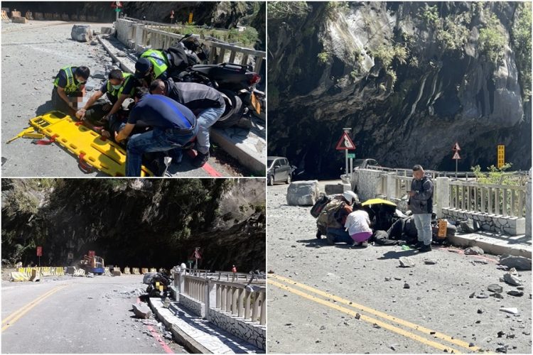 中橫驚傳落石災害  2重機騎士連人帶車遭砸送醫
