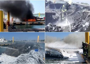 影音∕嘉義布袋遊艇港火警 造價千萬遊艇付之一炬