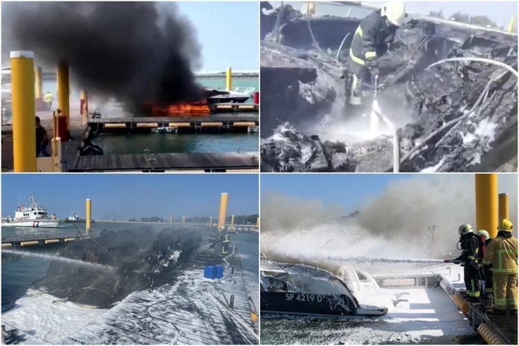 影音∕嘉義布袋遊艇港火警 造價千萬遊艇付之一炬