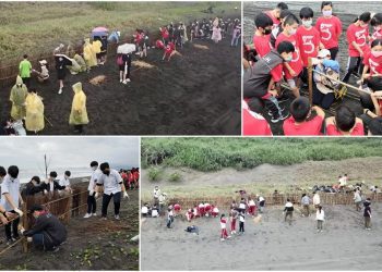 守護保安林 宜縣師生合搭堆砂籬