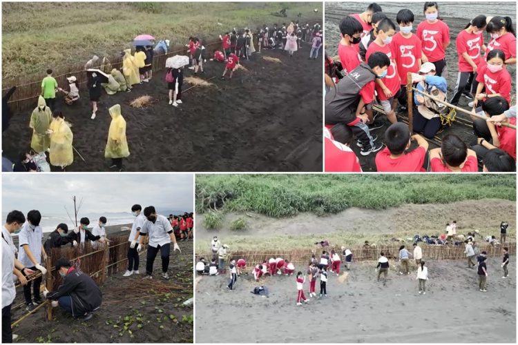 守護保安林 宜縣師生合搭堆砂籬 守護保安林 宜縣師生合搭堆砂籬