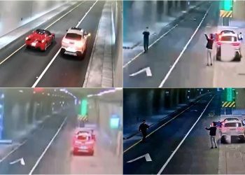 在蘇花改隧道違規停駛還逗留嬉戲 警方依法舉發