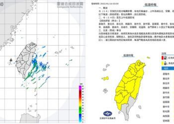 冷氣團影響 中部以北及東北部寒冷 其他地區早晚亦冷 日夜溫差大