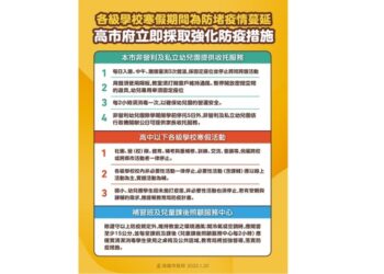 因應校園疫情 高市教育局通知各校寒假採取防疫新措施