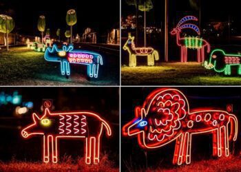 防疫新燈會！駁二夜間動物園登場！插畫結合霓虹燈管奇幻又絢麗