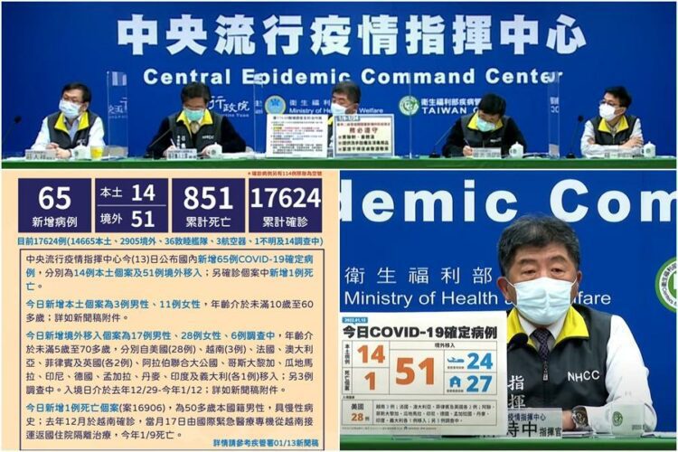 新冠確診1/13增14本土51境外 51人本國籍 另增1死個案