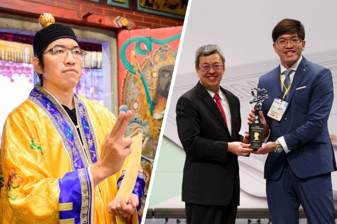 3. 任培豪為了傳承道教文化，積極進修道法並考取專業道長證照。