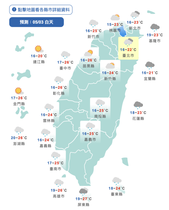 白天天氣好轉回溫　母親節鋒面通過再變天 - 台北郵報 | The Taipei Post