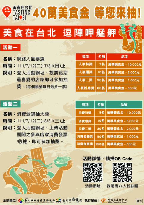 「美食在台北‧逗陣呷艋舺」 即日起至8月31日品嚐萬華美食，40萬元美食金等你！