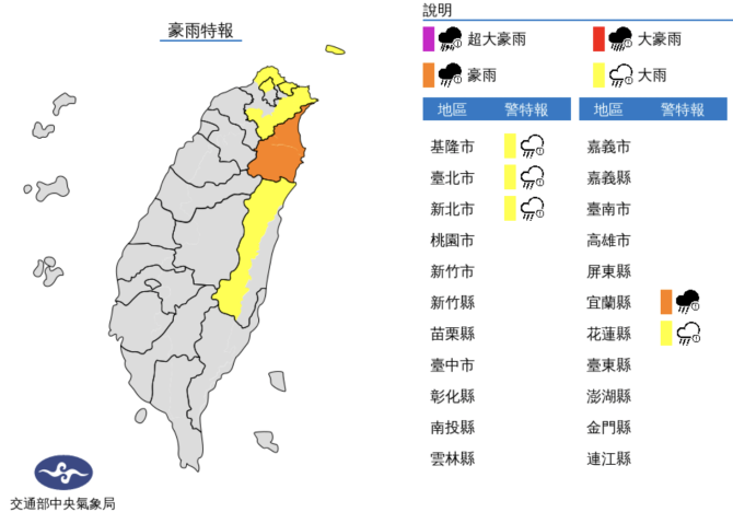 下班注意！氣象局發布「豪雨特報」　5縣市民眾外出注意