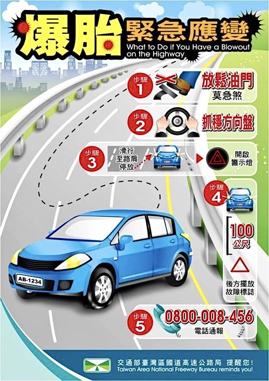 二寶媽上路突爆胎！保大暖警助脫困　授爆胎自保5措施