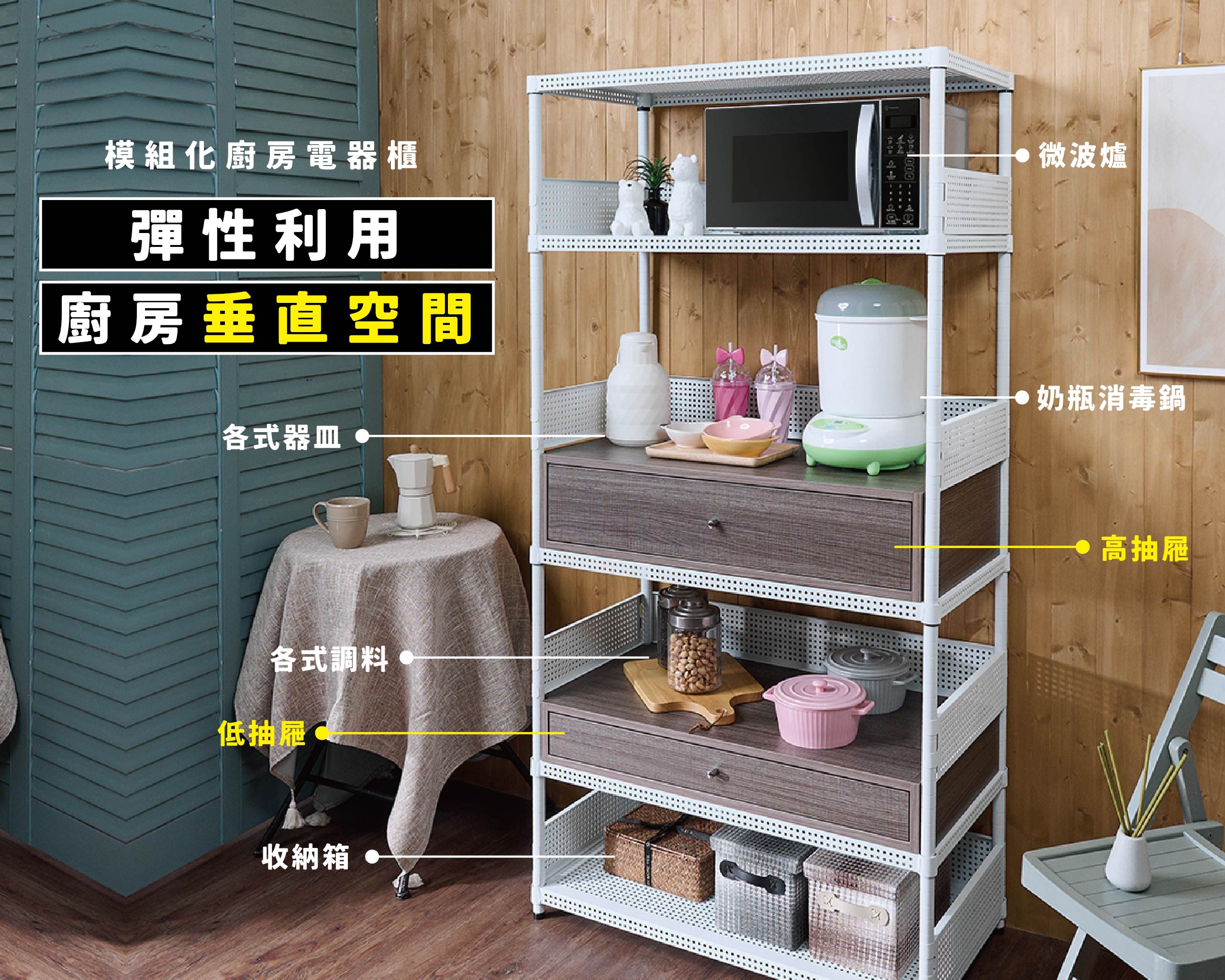 廚房必備家電越來越多，再也放不下啦！ 模組化廚房電器櫃讓你想買就買