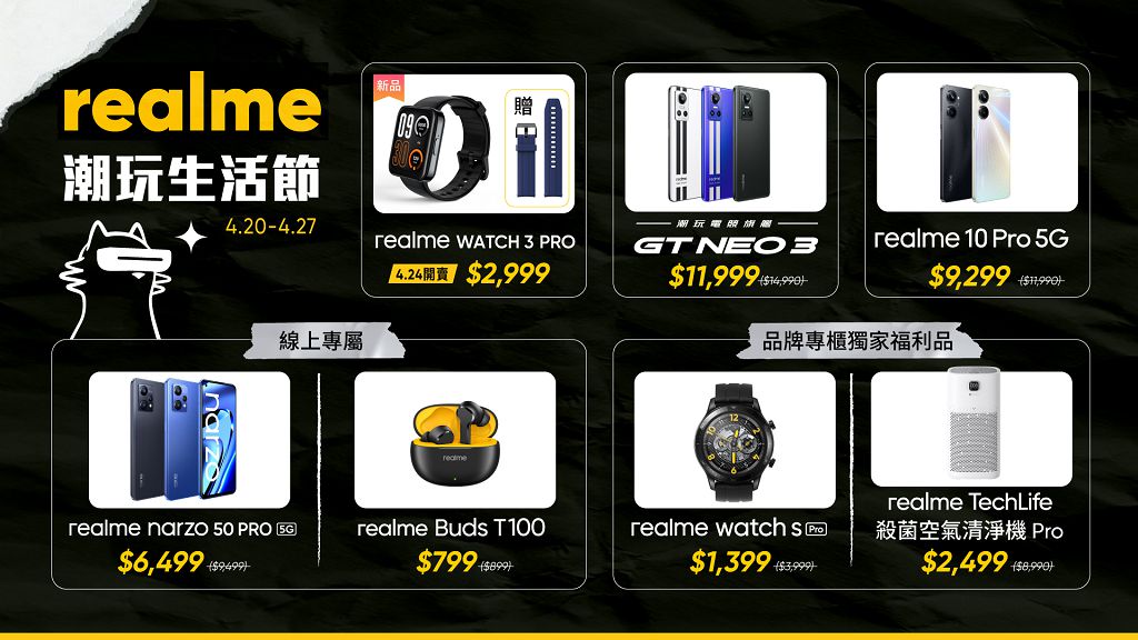 realme 潮玩生活節優惠開跑　realme Watch 3 Pro 同步上架