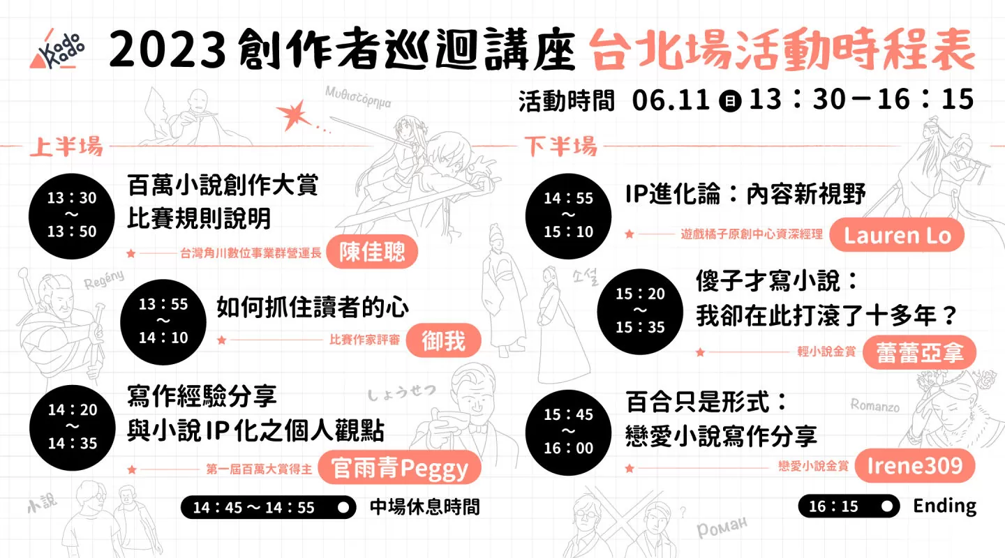 「2023 KadoKado 百萬小說創作大賞」6/1開放徵件！最高首獎獎金120萬與跨域多重獎項打造創作殿堂