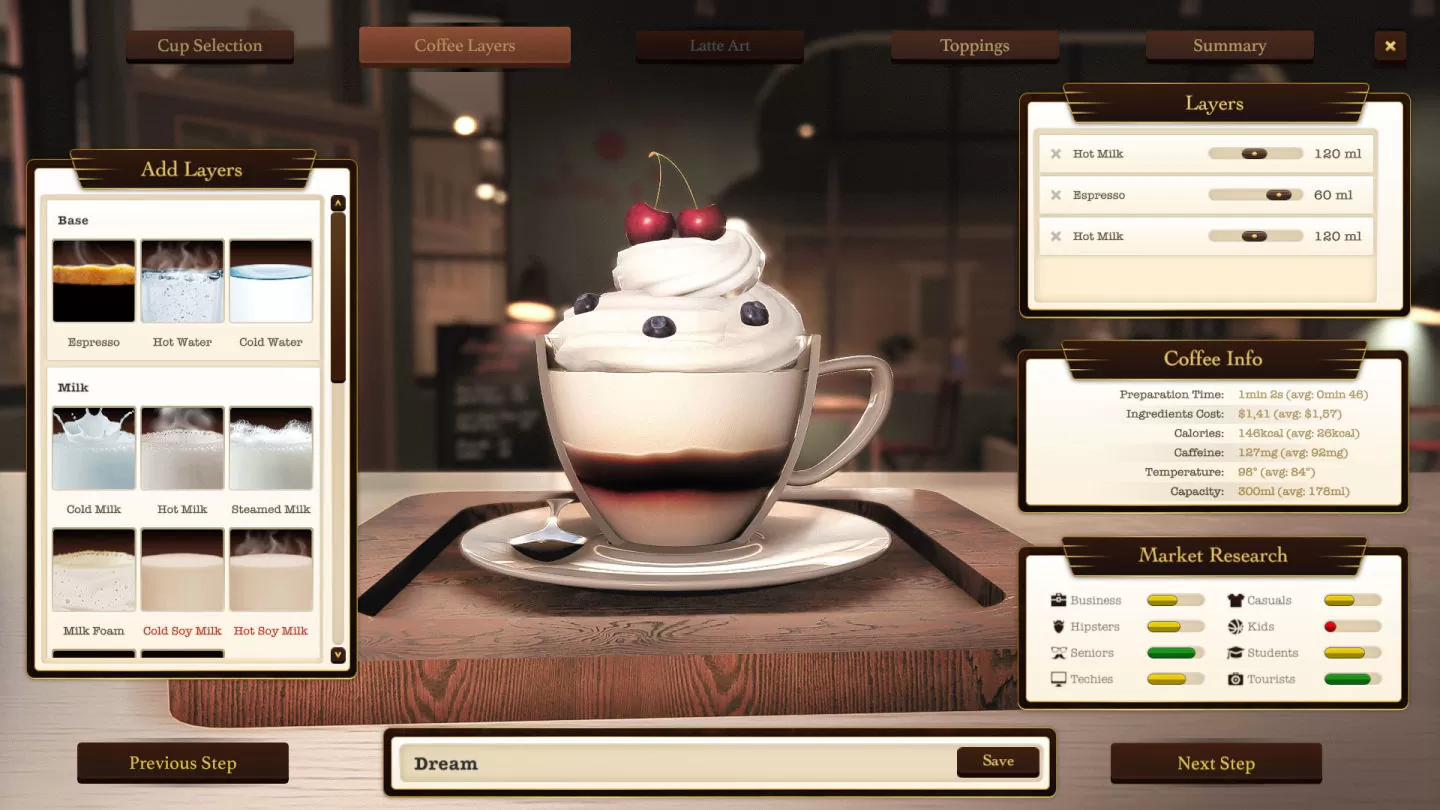 Steam 咖啡店經營模擬《Espresso Tycoon》發售日公開，開發原創口味成為咖啡大亨！