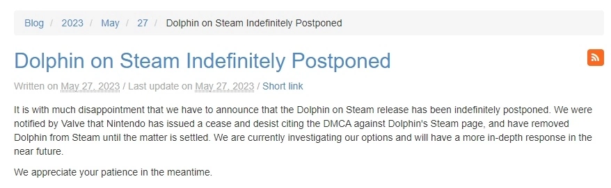 任天堂法務部動起來，《Dolphin Emulator》海豚模擬器Steam商店頁面遭下架