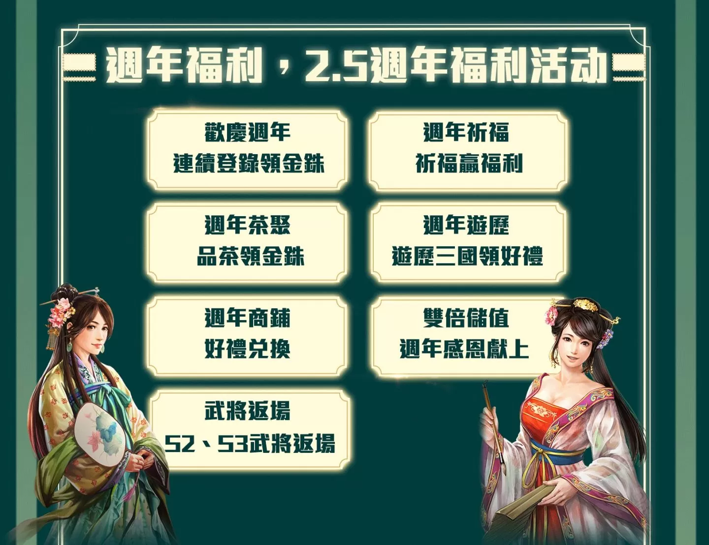 《三國志．戰略版》「龍虎風雲聚，以謀論英雄」2.5週年慶典月到來！系列活動強勢來襲