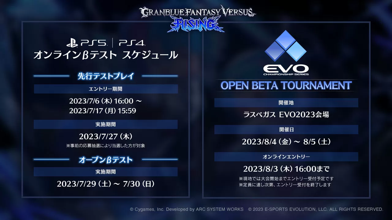 《碧藍幻想Versus Rising》公開先行玩家測試＆ OBT 公測最新情報