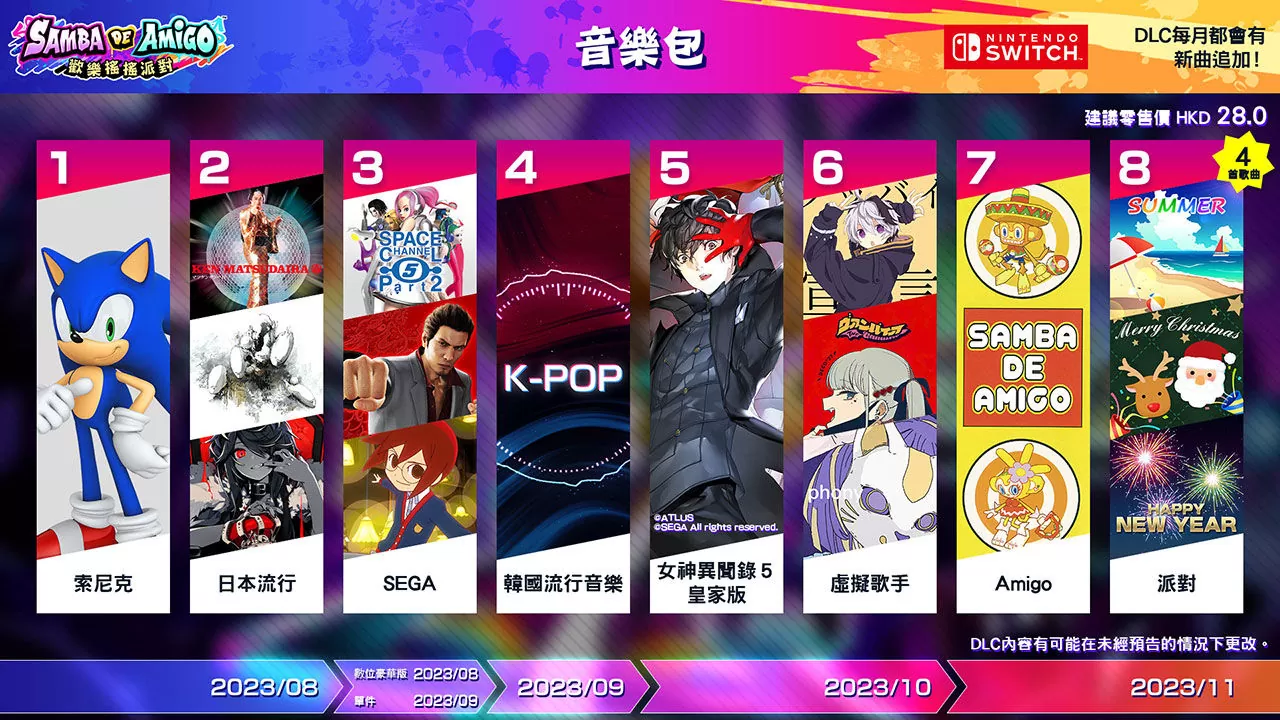 《Samba de Amigo：歡樂搖搖派對》發布「女神異聞錄5 皇家版」、「虛擬歌手」音樂包