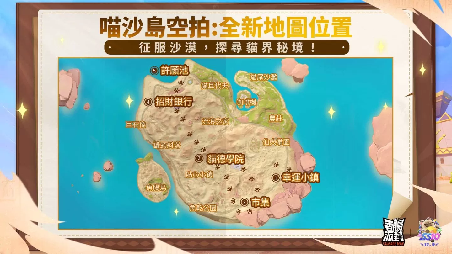 《香腸派對》SS10貓影沙漠主題賽季來臨！釋出全新地圖及英雄身份卡，熱門迷因角色聯動造型即將登場