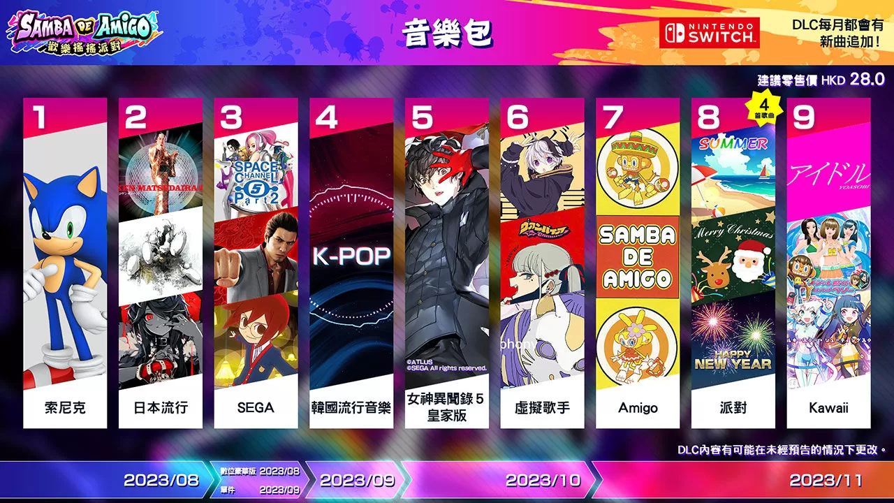 《Samba de Amigo：歡樂搖搖派對》推出全新DLC「Kawaii 音樂包」收錄YOASOBI〈Idol〉等人氣樂曲