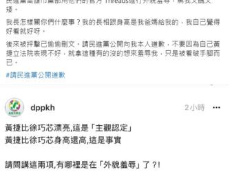 民進黨高市黨部發文罵徐巧芯又醜又矮-隨後刪文道歉