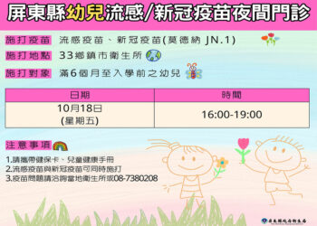 流感及新冠病毒來勢洶洶-屏縣衛生局籲請家中寶貝要注「疫」