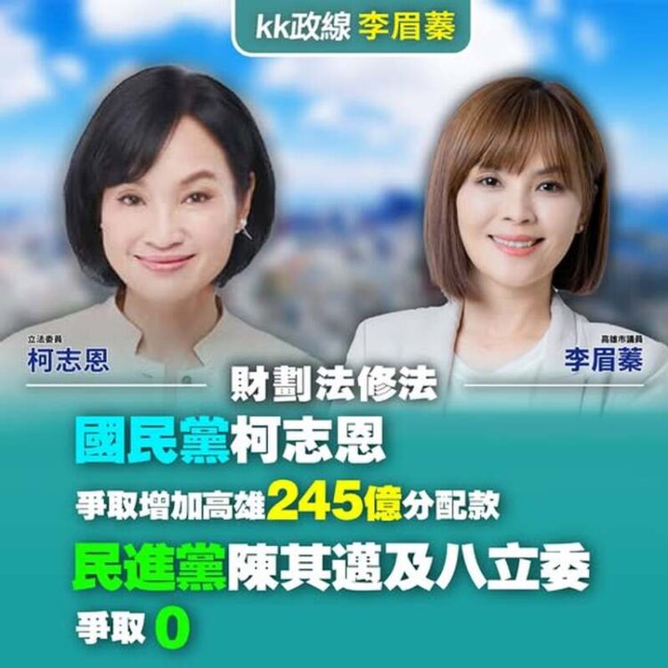 李眉蓁：財劃法修正延宕13年-國民黨版財劃法讓高雄每年增加245億