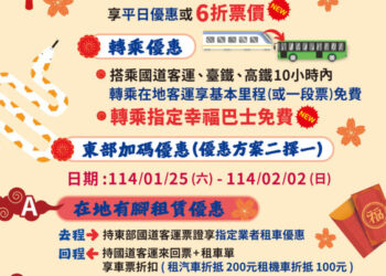 春節連假搭乘公共運輸、幸福巴士享優惠