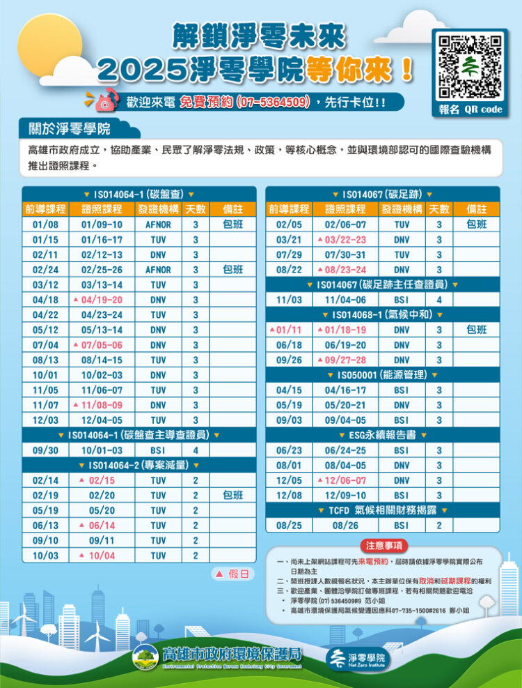 高市淨零學院碳費專班場場爆滿 續推第三批盤查課程、3大綠領優惠 高市淨零學院碳費專班場場爆滿-續推第三批盤查課程、3大綠領優惠