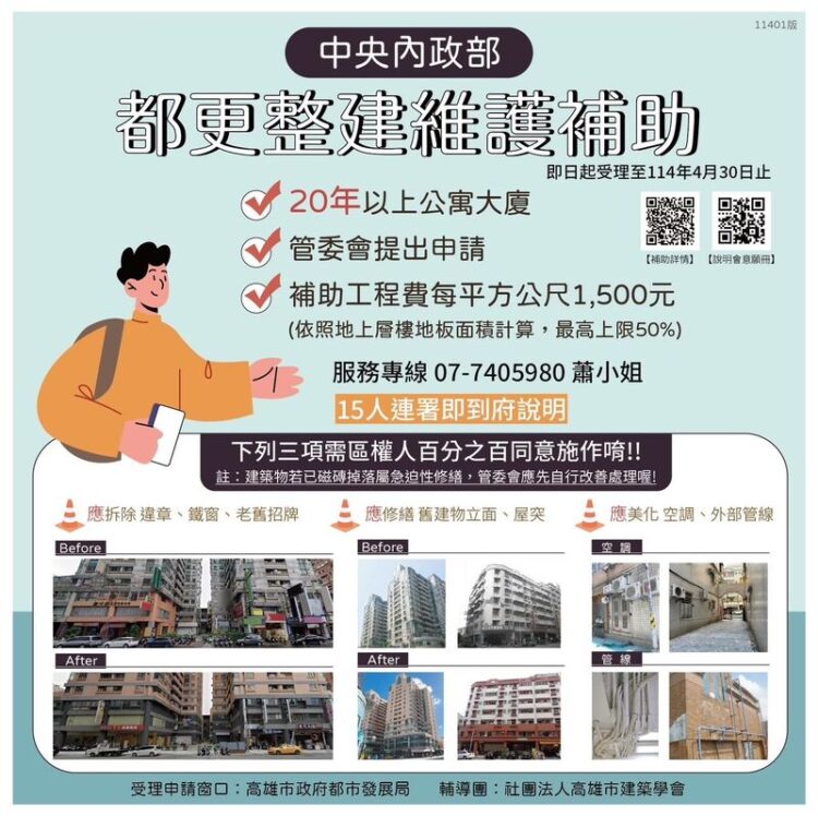 高市府協力中央推動都更 都發局:最高補助800萬 高市府協力中央推動都更-都發局:最高補助800萬