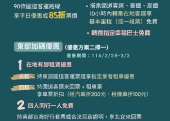 228假期客運優惠實施至3/2-請多加利用