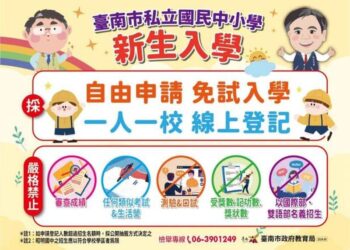 南市私立中小學新生入學全面採用線上登記-省時又便利