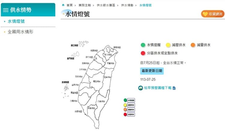 水利署回應媒體報導：水情燈號無關政治顏色，勿恣意揣測