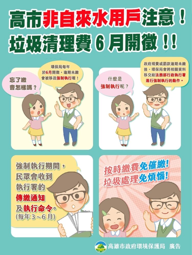 高市非自來水-14782用戶注意！-垃圾清理費6月開徵