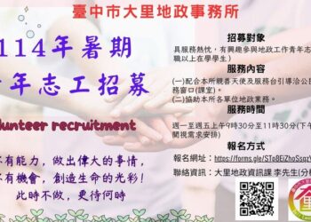 青春發光！大里地政招募青年志工 熱血行動服務市民