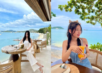 泰國美食｜蘇梅島必追的網美打卡餐廳，蔚藍海面、月牙沙灘、懸崖的美景和浪漫白色紗帳，一次全都擁有。