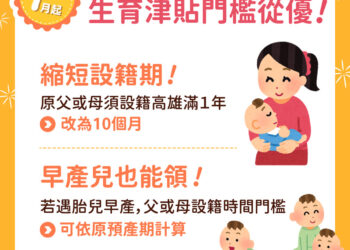 高雄育兒津貼懶人包｜0-6歲托育補助、早產兒設籍放寬一次看