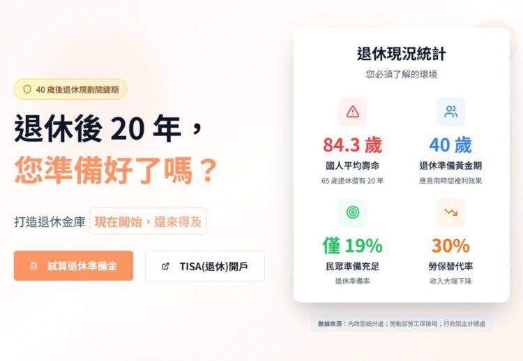 具台灣特色的退休制度上路 好好證券響應政策,助民眾打造低成本TISA帳戶 具台灣特色的退休制度上路 好好證券響應政策,助民眾打造低成本TISA帳戶