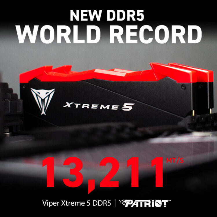 Patriot Viper Xtreme 5 DDR5以 13,211 MT/s 打破記憶體頻率世界紀錄