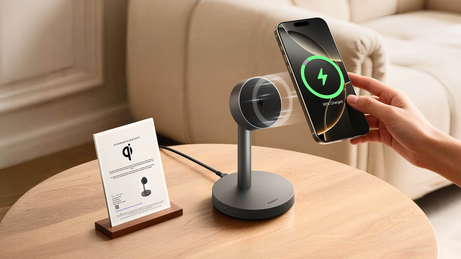 充電功率提升70% AUKEY MC111 MagFusion 1X Qi2.2 25W磁吸無線充電器 12/18啟動預購 充電功率提升70% AUKEY MC111 MagFusion 1X Qi2.2 25W磁吸無線充電器 12/18啟動預購