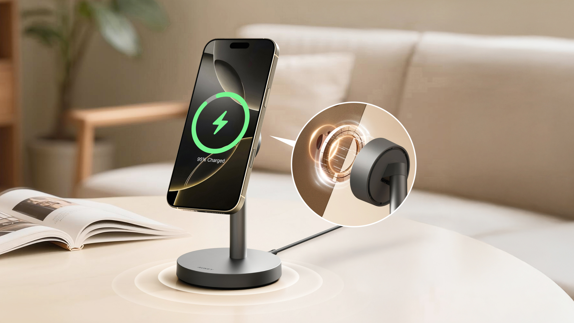 充電功率提升70% AUKEY MC111 MagFusion 1X Qi2.2 25W磁吸無線充電器 12/18啟動預購 充電功率提升70% AUKEY MC111 MagFusion 1X Qi2.2 25W磁吸無線充電器 12/18啟動預購