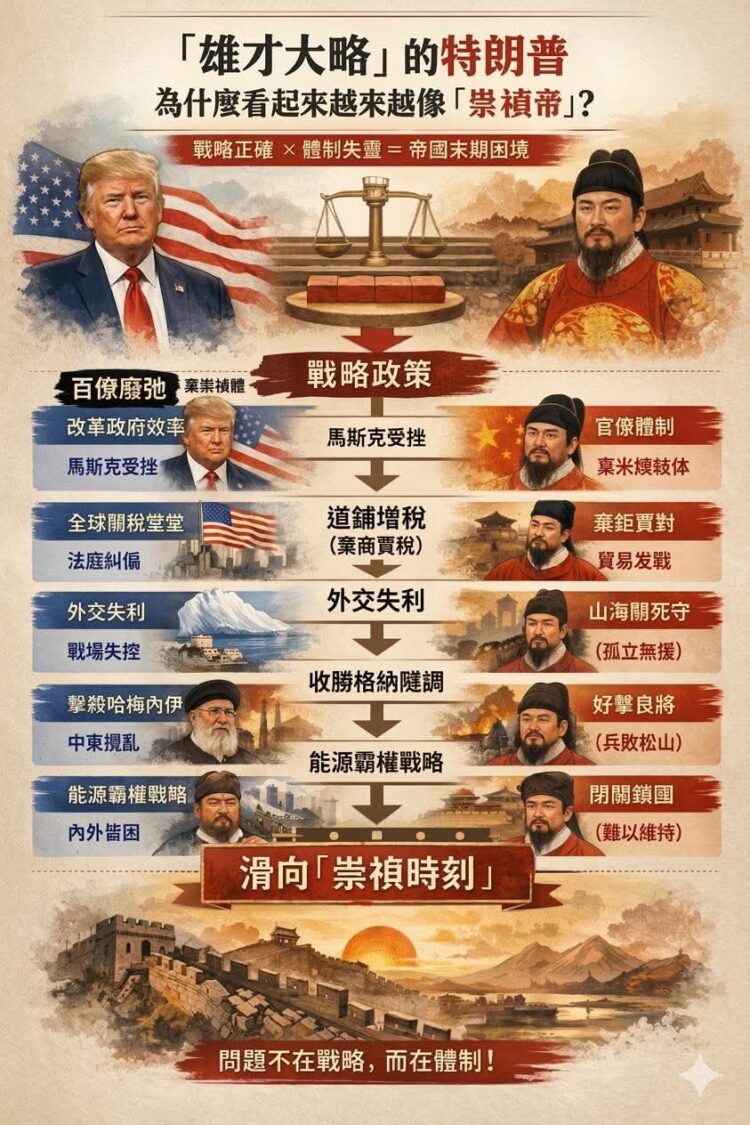 戰略正確體制失靈 川普為何越來越像崇禎帝 戰略正確體制失靈 川普為何越來越像崇禎帝