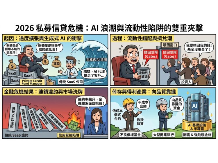 2026私募信貸風暴：AI 浪潮與流動性陷阱交織，全球市場迎來「K 型」大洗牌