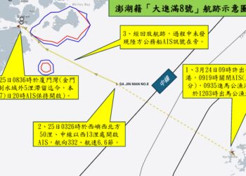 澎湖籍「大進滿8號」漁船疑似在大陸沿海從事非法售油並遭查扣 海巡署說明航行軌跡並持續查證相關情形