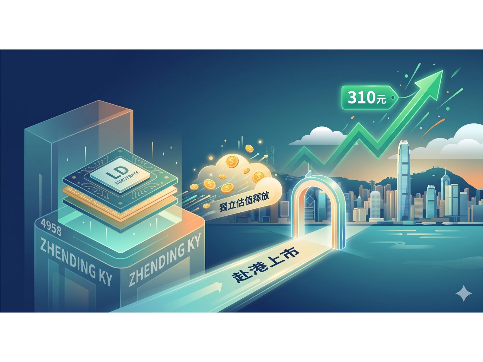 【追蹤報導】臻鼎-KY(4958)禮鼎規劃赴港釋放載板獨立估值 股價衝上310元