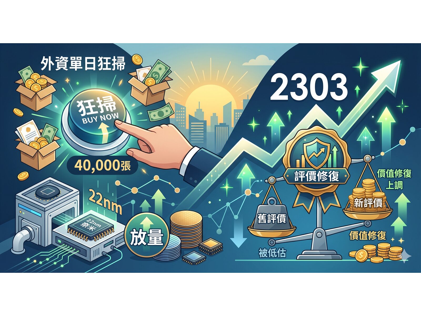 外資單日狂掃 4 萬張 22 奈米放量 聯電(2303)評價修復
