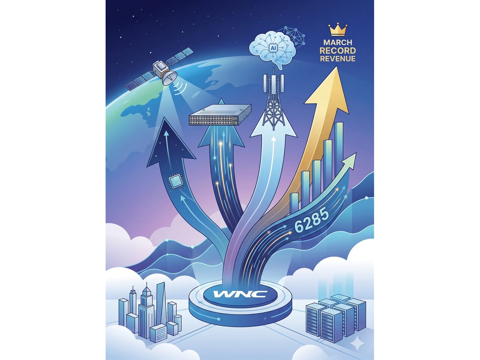 不只是網通股！啟碁(6285)低軌衛星╳800G交換器╳AI-RAN四箭齊發 3月營收創歷史新高