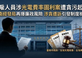 約雇人員涉光電費率圖利案遭貪污起訴 臺南經發局再爆廉政風險