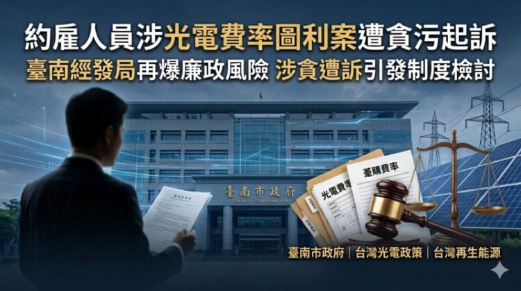 約雇人員涉光電費率圖利案遭貪污起訴 臺南經發局再爆廉政風險